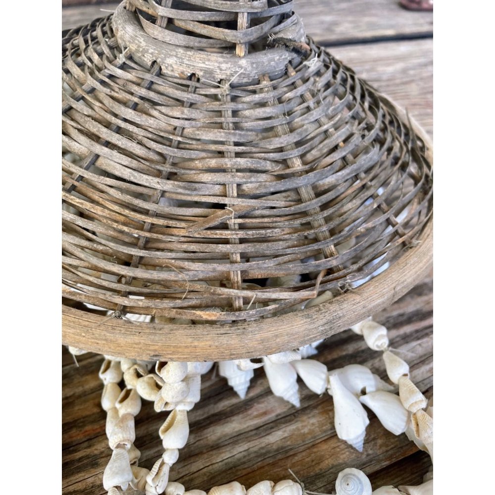 Vintage Wicker Seashell hanging Mobile Wind Chime Chandelier - Picture 5 of 16